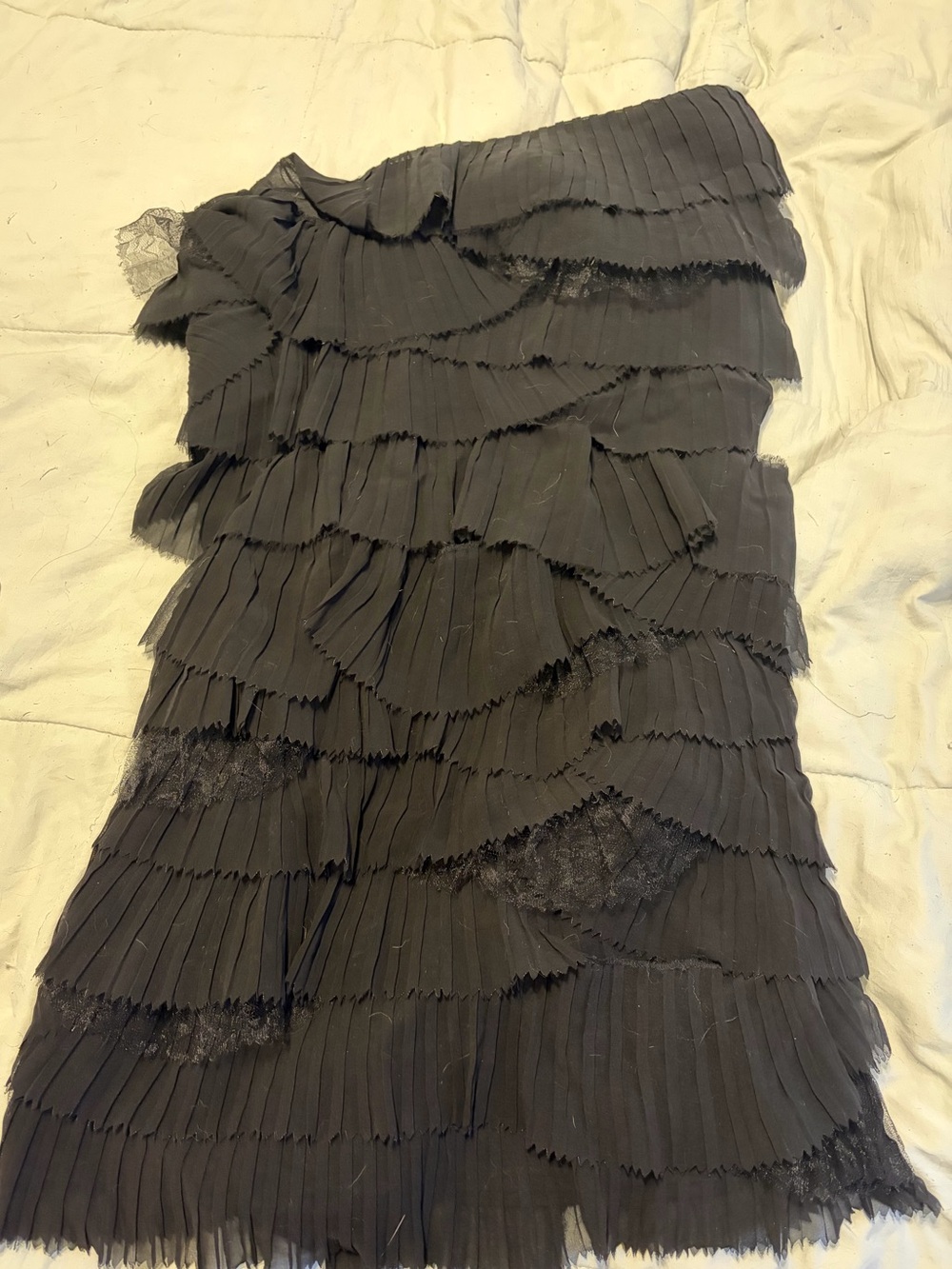 Black Ruffled Strapless Dress Tadashi Shoji